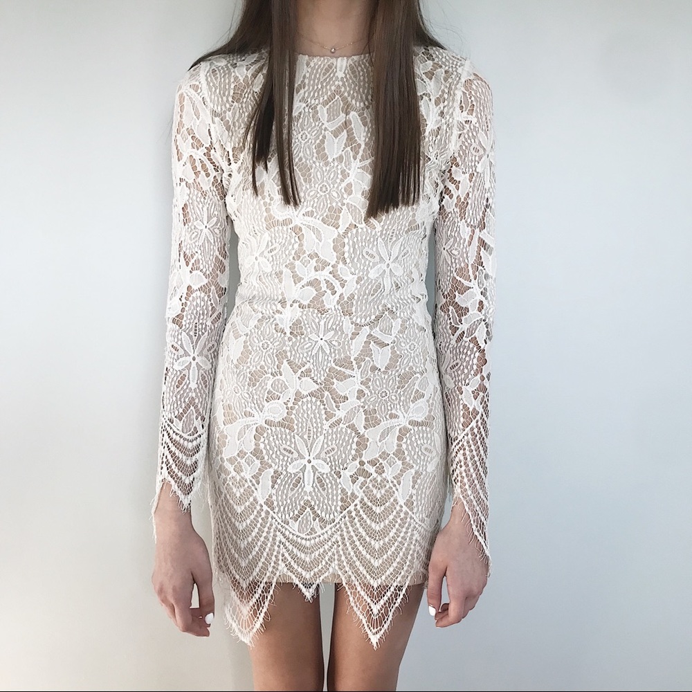 White lace mini dress
